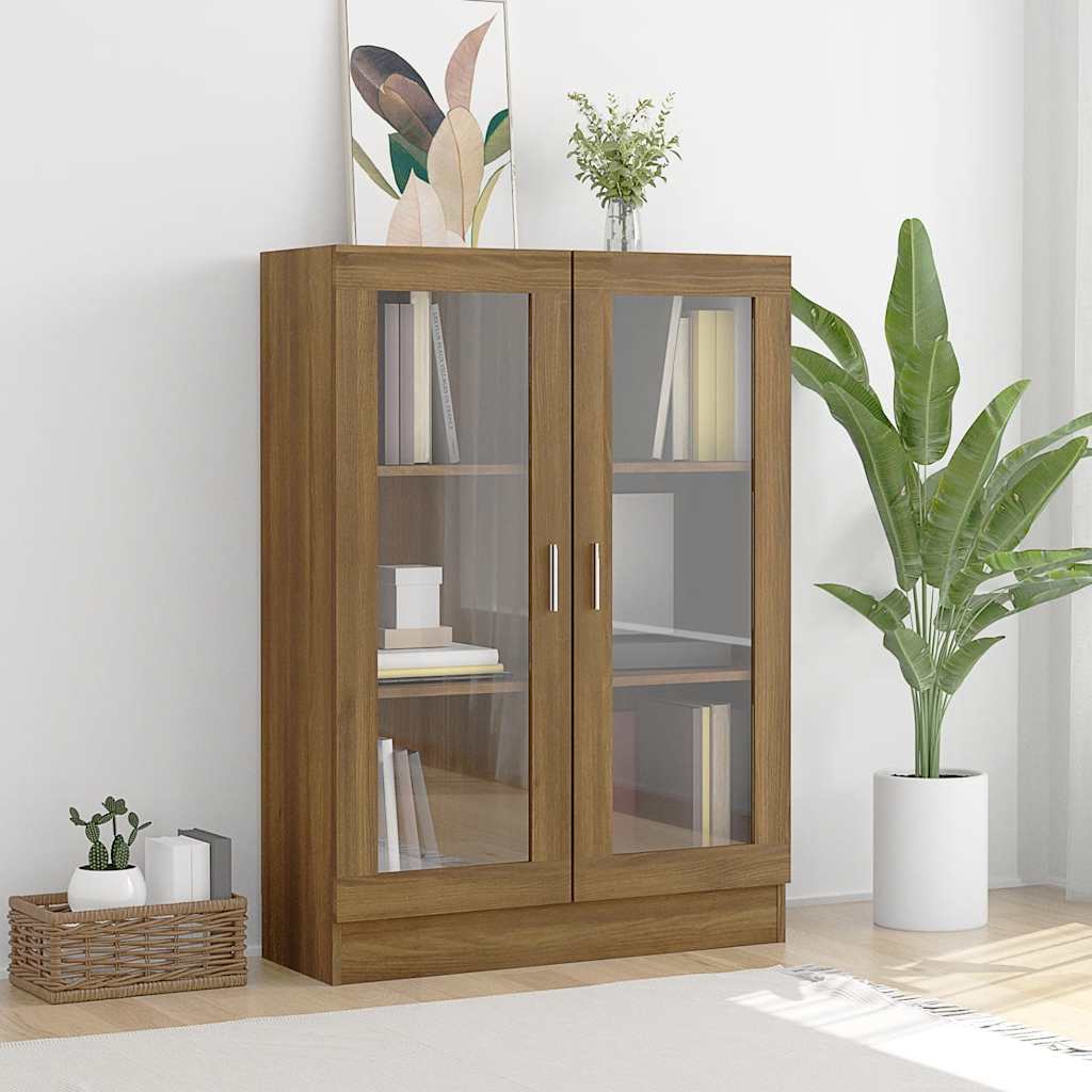 Vitrine Cabinet Brown Oak 82.5x30.5x115 cm Engineered Wood